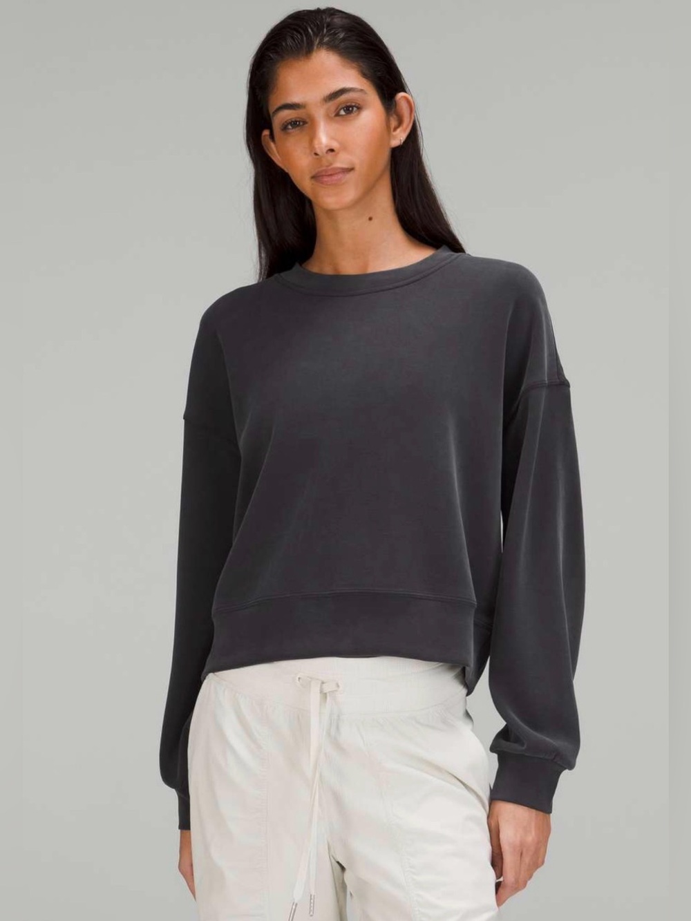 Lululemon Softstreme Perfectly Oversized Cropped Crew Black M/L